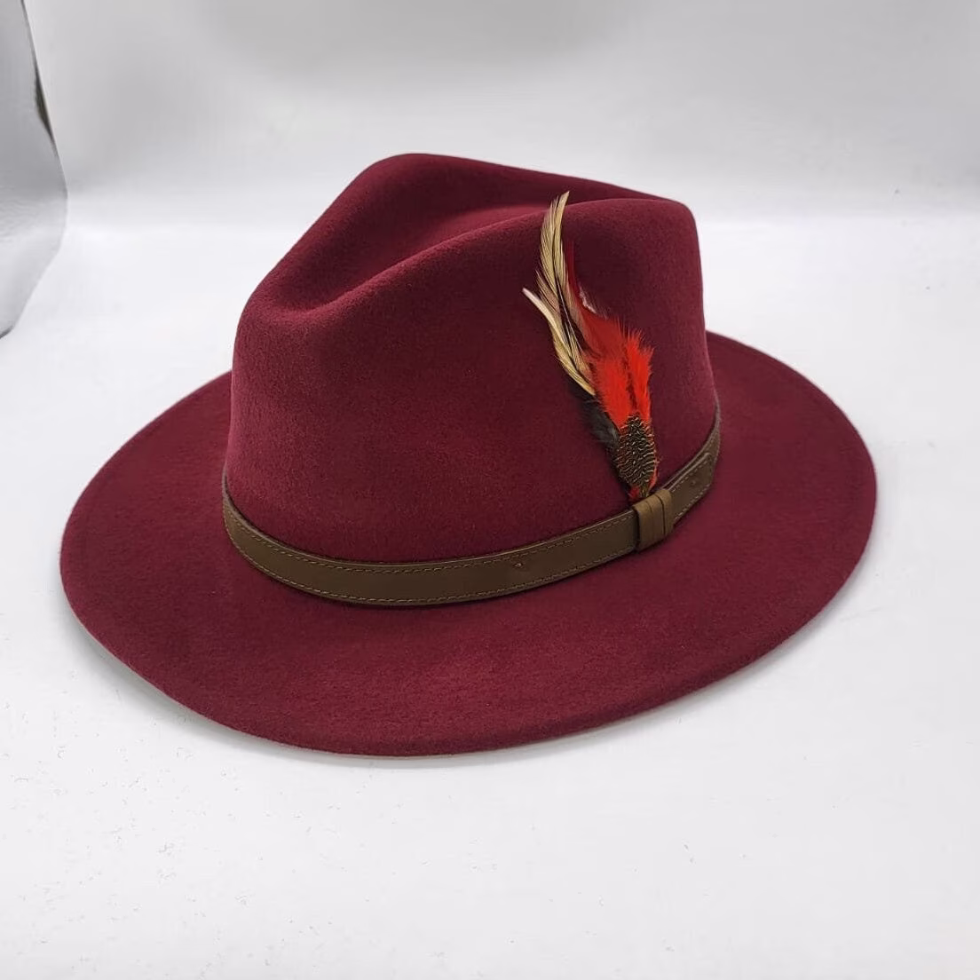 Fedora Hat Wool Felt Fedora Cowboy Hat Crushable Unisex Wide Brim Trilby Formal Gambler