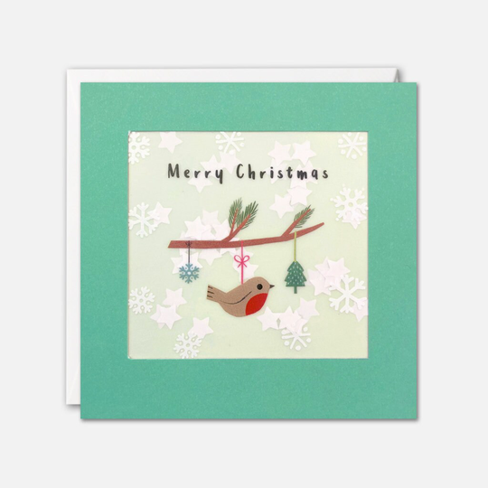 Robin Decoration Christmas Card With Paper Confetti - Shakies By James Ellis