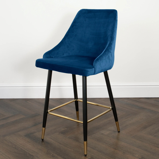 Chesterfield Classical Style Button Back Modern Kitchen Bar Stool Breakfast Chair Gold Dipped Leg Square Base