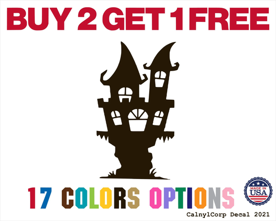 Halloween Castle Premium Waterproof Vinyl Decal Stickers For Laptop Phone Car Window Bumper Mug Cup Door Wall | Buy 2 Get 1 Free