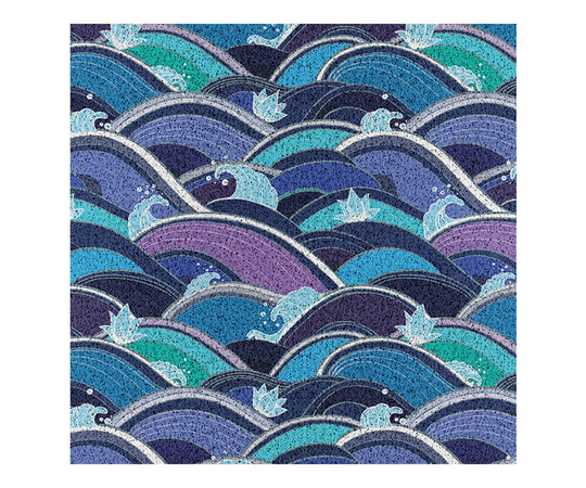 Entrance Door Mat, Japanese Traditional Wave Patio Doormat, Anti Skid PVC Coil Mats, Mat For Home, Washable Entryway Blue Sea