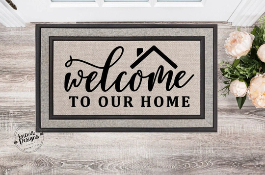 Welcome To Our Home | Perfect Outdoor Rug To Dress Up Your Patio Housewarming Gift New Homeowner Closing Seasonal Summer Doormat