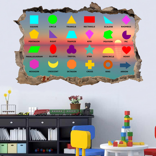 Simple Geometric Shapes Educational Wall Sticker Art Poster Mural Transfer Decal Room School Nursery Decor Id267