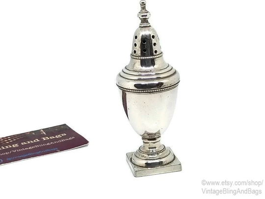 89mm Antique Silver Plated Pepper Shaker, Antique Pot, Silverplated Pepper Serveware, Tableware, Condiments