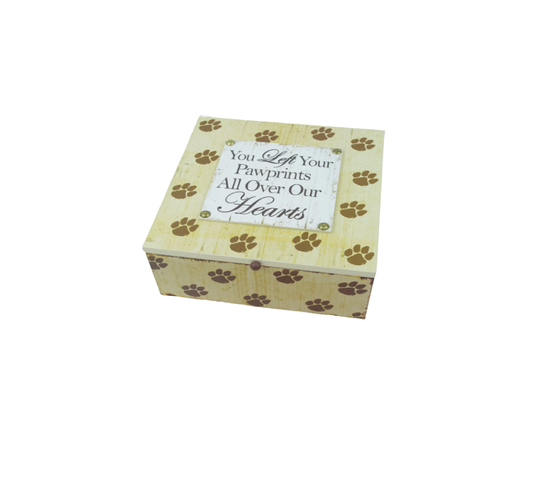 Pet Memory Box Dog Or Cat Keepsakes Ashes Container You Left Pawprints All Over Our Hearts Sentimental Storage Photos Leads Toys Wooden