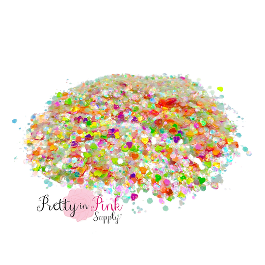 1/2 Oz. Tropical Loose Glitter | Iridescent Neon For Tumblers, Nail Art, & Shaker Bow Tropical Smoothie Mix Confetti