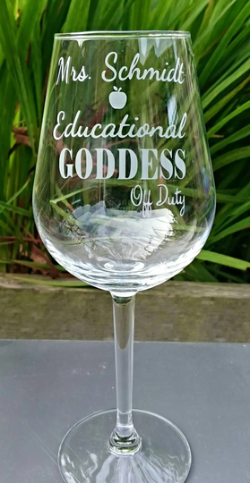 Engraved Teacher Glass - Educational Goddess Off Duty Personalised Choice Of Glasses