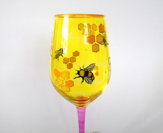 Custom Bee Lover Gift Glass Drinking Glass, Wine Gift, Hand Painted