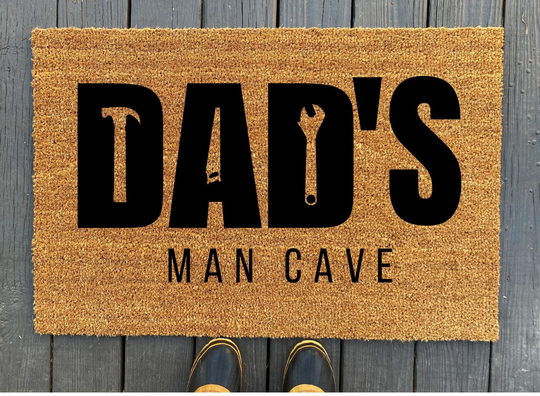 Dad's Garage Doormat, Man Cave Father's Days Gift, Welcome Mat, Custom Housewarming, Realtor Gift