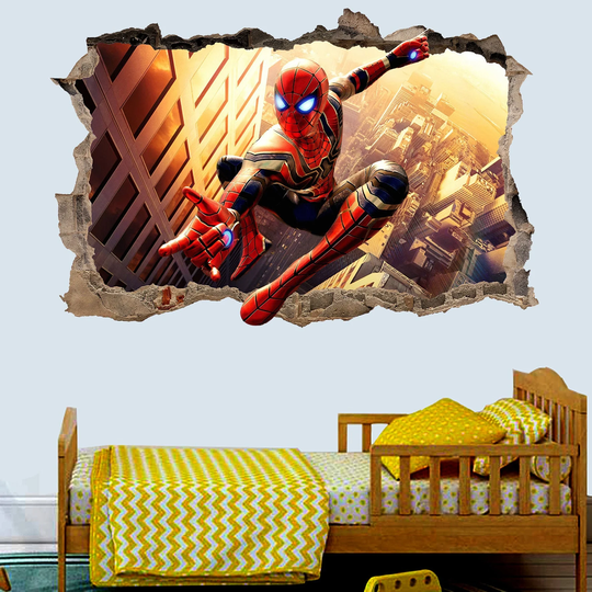 Superhero Spiderman City Action Wall Sticker Mural Poster Decal Room Office Nursery Decor Id127