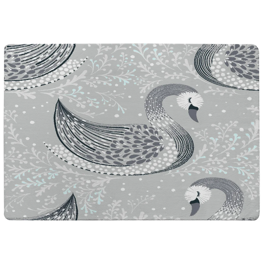 Pardue Decorative Swans Designer Shaggy Grey/White/Black Rug