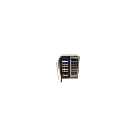 60cm Wine Cooler Full Range Dual Zone Double Door Stainless Steel