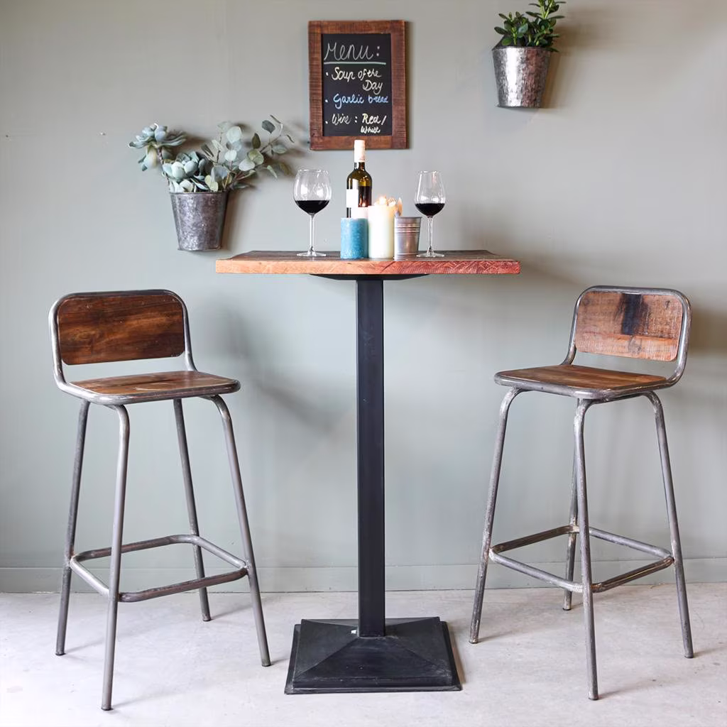 Barstool Vintage Wood, Reclaimed Wood & Metal, Handmade Loft Style, Industrial