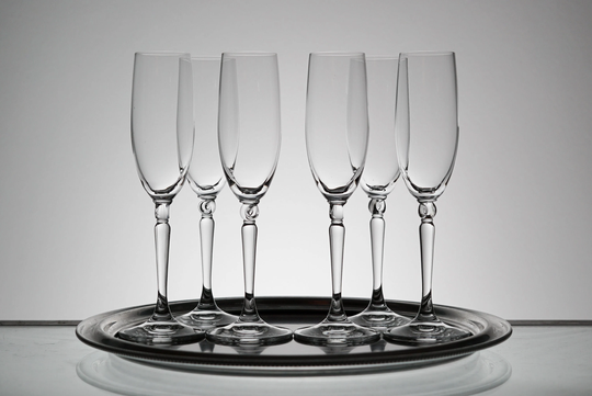 Rosenthal Crystal Glassware Champagne Set Coupe Flutes/Holiday Anniversary Or New Years Eve Party Glass Of 6 Vintage