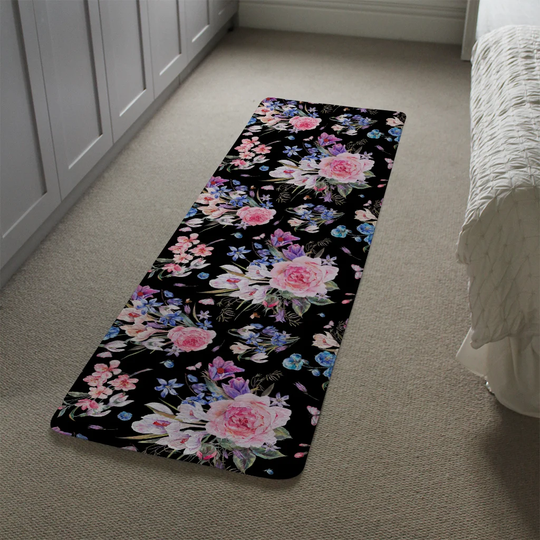 Luckey Bright Designer Shaggy Black/Pink/Green Rug