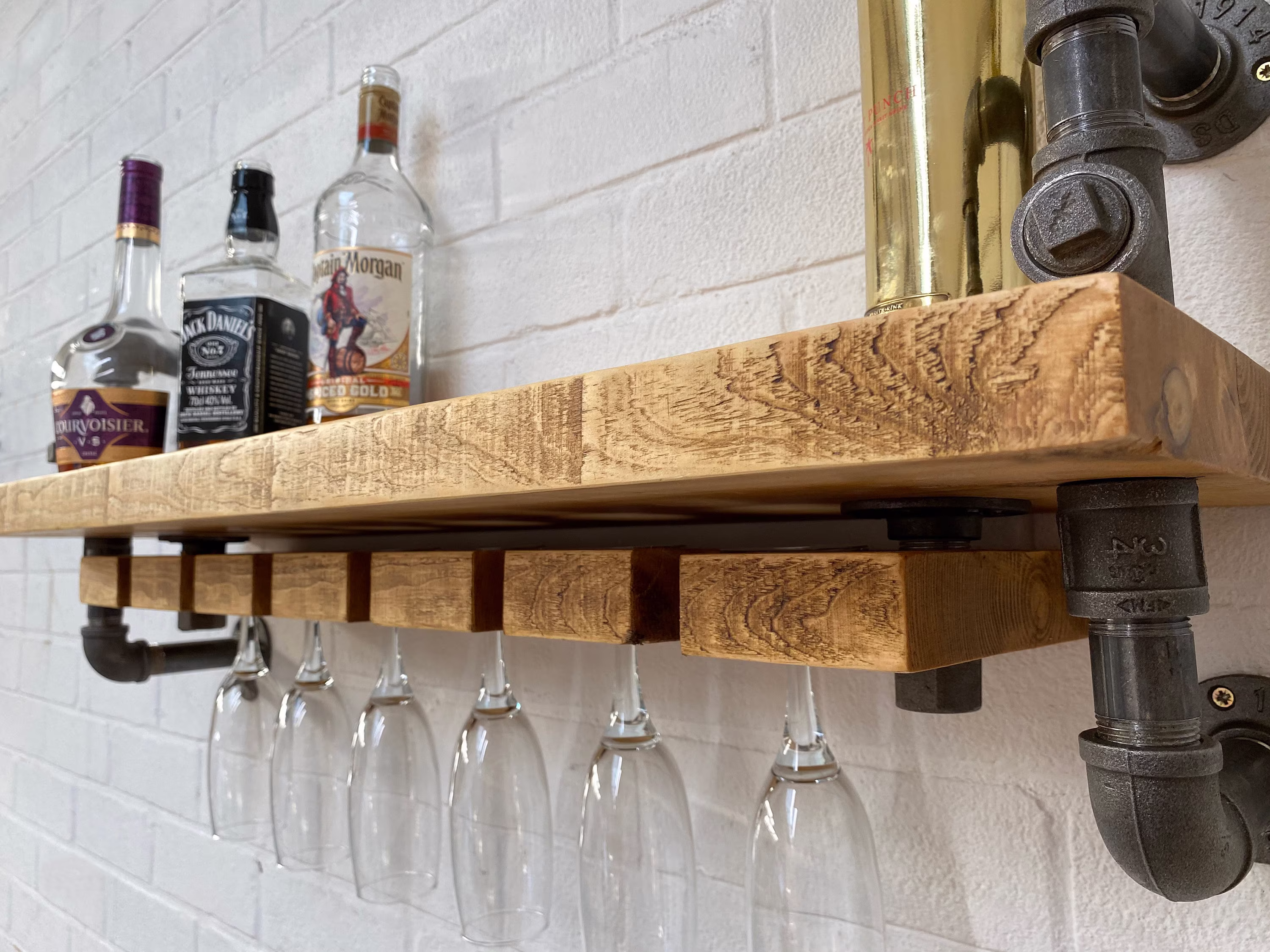 Custom Hand-Made Bar Shelving Storage Unit - Wine Rack/Wall Home Gin Mounted Shelf Alcohol