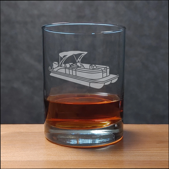 Pontoon 13 Oz Engraved Whiskey Glass - Etched Personalized Gift Free Personalization