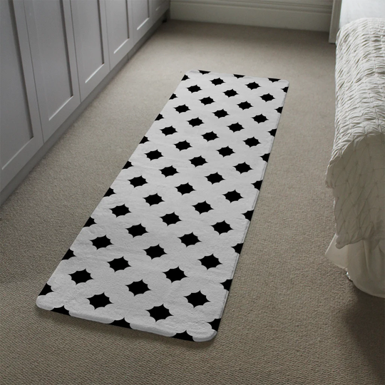 Lazenby Star Ornament Designer Shaggy White/Black Rug
