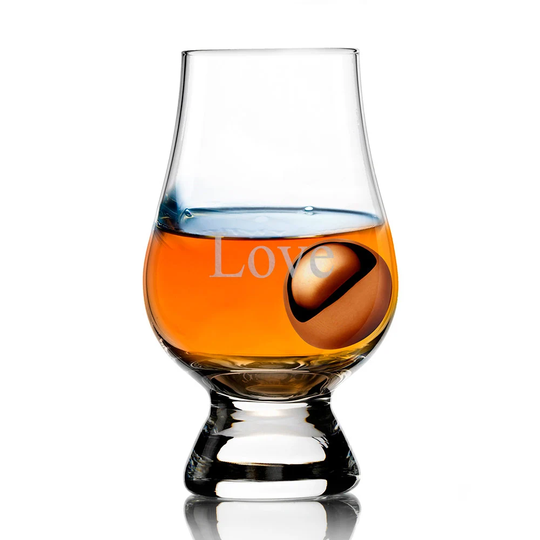 Glencairn Whiskey Glass & Stainless Steel Chilling Ball - Personalized Scotch Taster Set, Whisky Taster, Ice Ball, Custom Engraved Barware