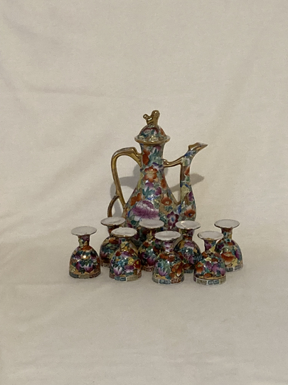 Chinese Mille Fleur Wine Set 1960's