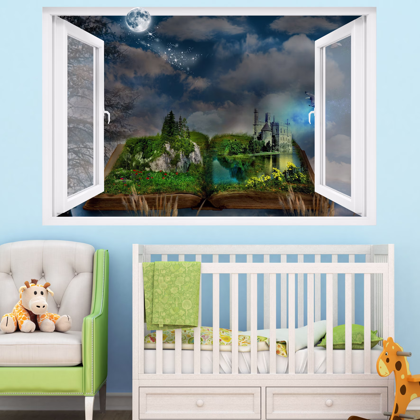 Magical Book Fairy Princess Castle Wall Sticker Art Poster Mural Transfer Decal Room Office Nursery Decor Id255