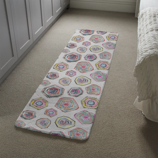 Lundin Hand Painted Watercolour Designer Shaggy Yellow/Pink/White Rug