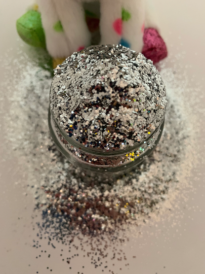 Chrome 0.025 Mini-Chunk>> Silver Polyester Glitter, Metallic Glitter By Weight, For Tumblers/Epoxy/Resin/Slime/Crafting