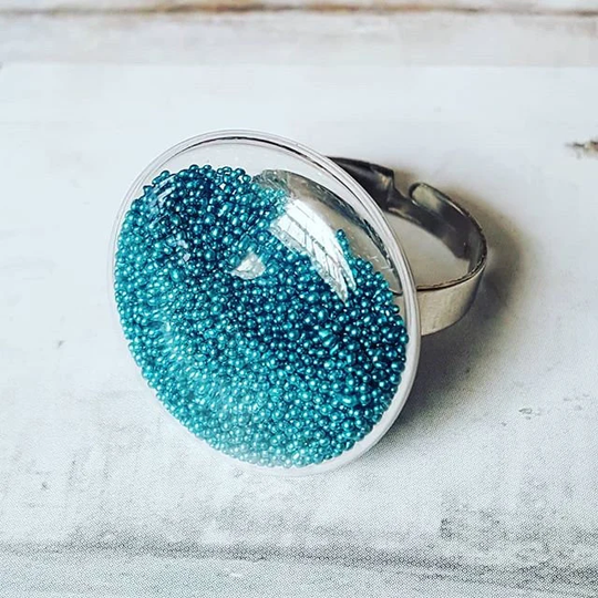 Teal Bead Shaker Ring
