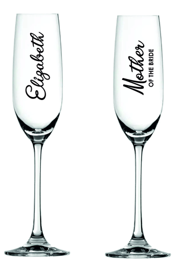 Personalised Wedding Role & Name Decals High Quality Vinyl Champagne Glass Flutes Transfers Self Adhesive Permanent Decal Stickers