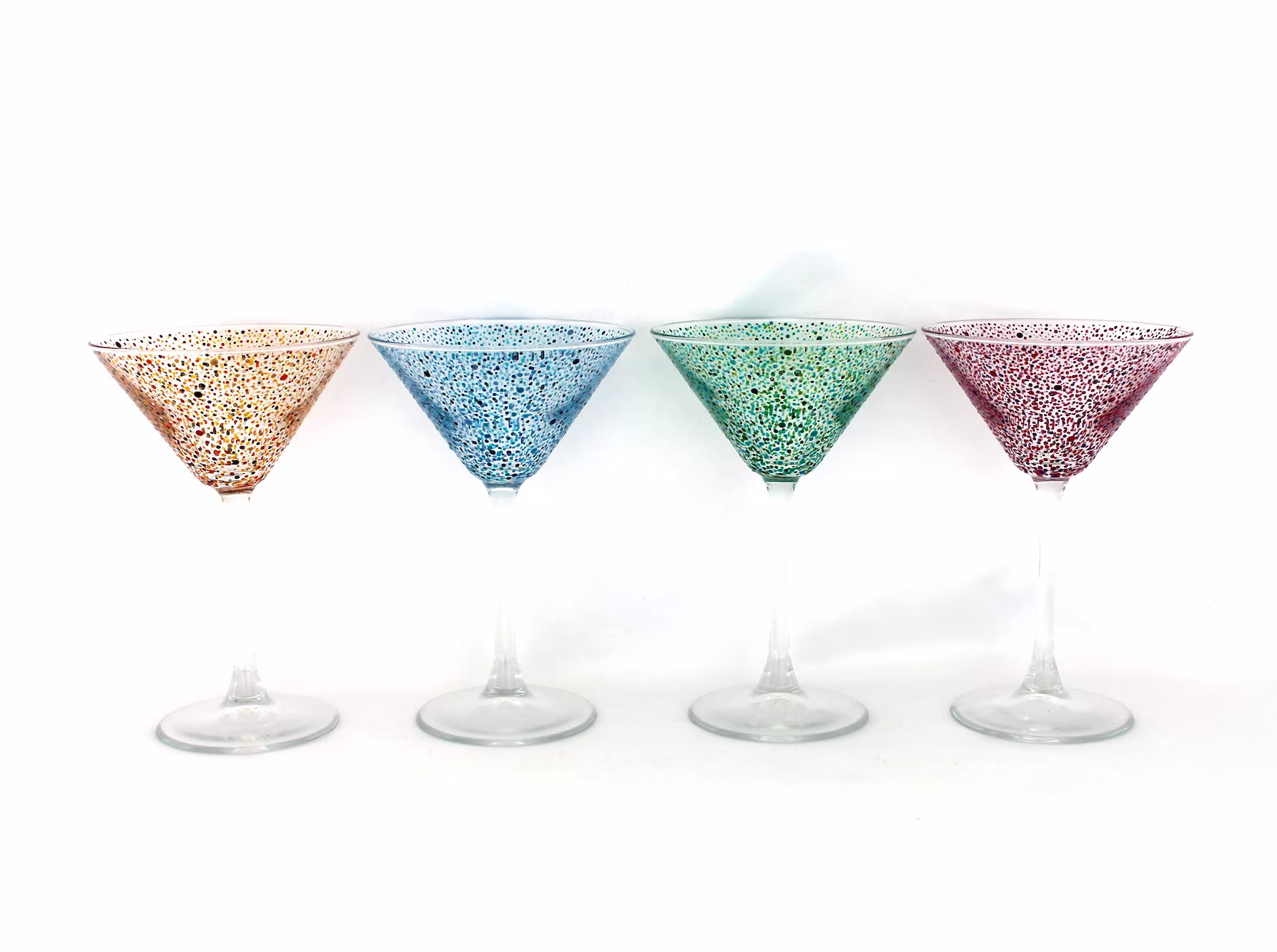 Set Of 4 Polka Dot Cocktail/Martini Glasses