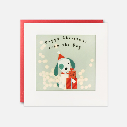 Happy Christmas From The Dog Card With Paper Confetti - Shakies By James Ellis