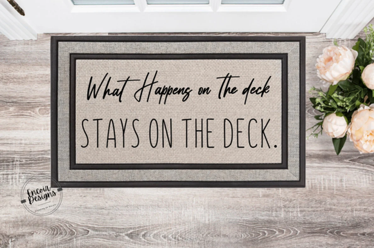 Water Resistant What Happens On The Deck Stays | Perfect Outdoor Rug To Dress Up Your Patio Housewarming Gift Seasonal Summer Doormat