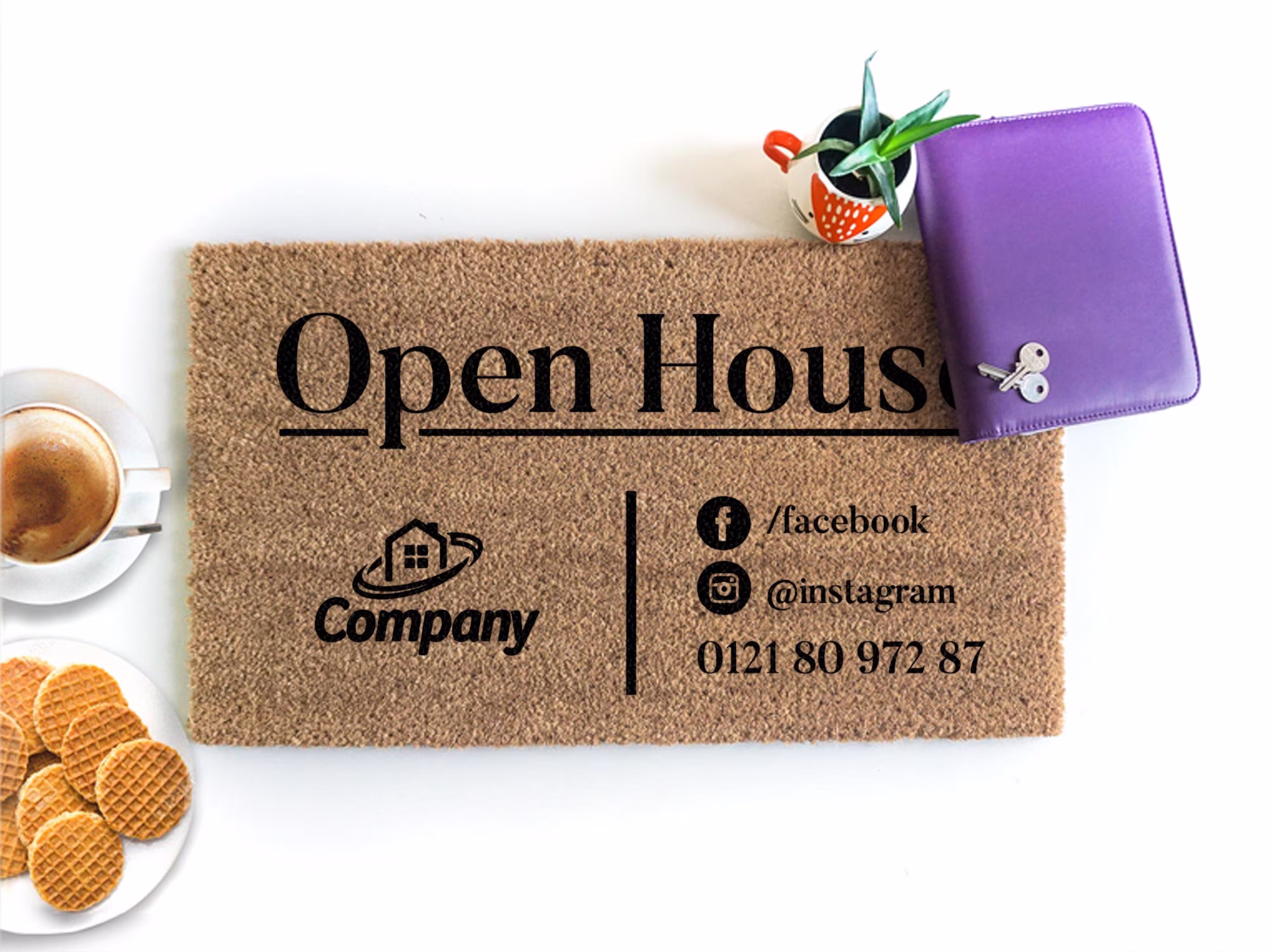 Personalized Open House Doormat - Custom Company Door Mat Closing Gift Welcome Housewarming New Home Realtor