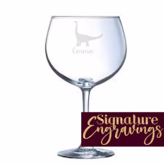 Personalised Brontosaurus Engraved Gin Glass, Dinosaur Gift, Gifts, Lover Gift