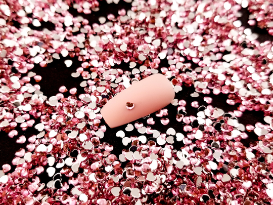 2.5mm Pink Silver Backed Heart Flatback Resin Cabochon, Shaker Mold Embellishment Bits, Kawaii Nail Hearts, Tiny Hearts
