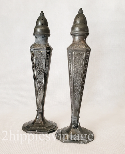 Astor By Poole Silver Company Tall Vintage Formal Salt & Pepper Shakers
