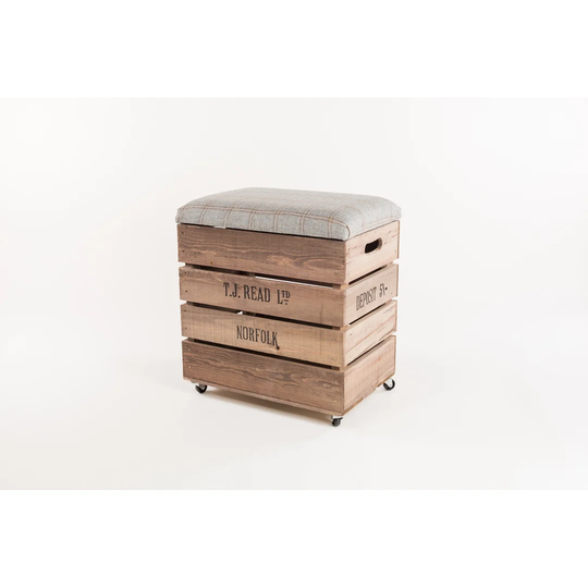 Dove Tweed Wood 54cm Bar Stool