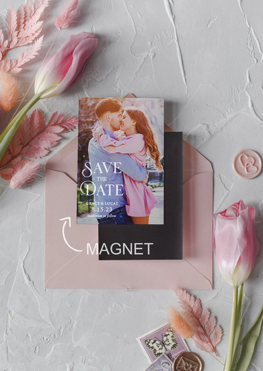 Custom Save The Date Wedding Announcement Fridge Magnet, Personalised Pink Cards Photo Magnet For Suite Of 20 Pcs
