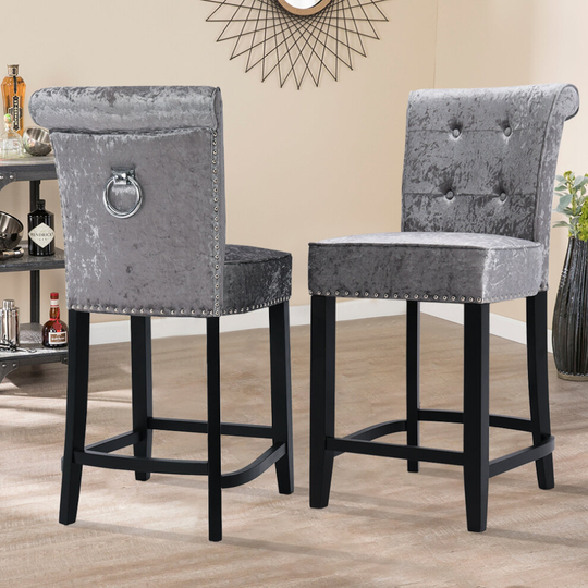 (Dark Grey) Upholstered Kitchen Breakfast Chair Bar Stool Barstool Stool Chair