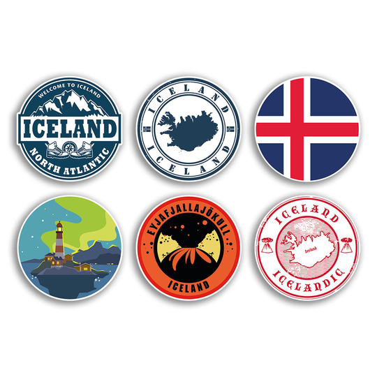 6 X 10cm Iceland Vinyl Stickers - Icelandic Scandinavia Country City Travel Map Flag Holiday Luggage Men Women Boys Girls Design Gift #78846