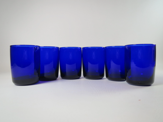 Libbey Cobalt Blue Glasses Vintage Glassware Set Of Six Mid Century Barware Low Ball Craft Cocktail Home Bar 6 Oz X6