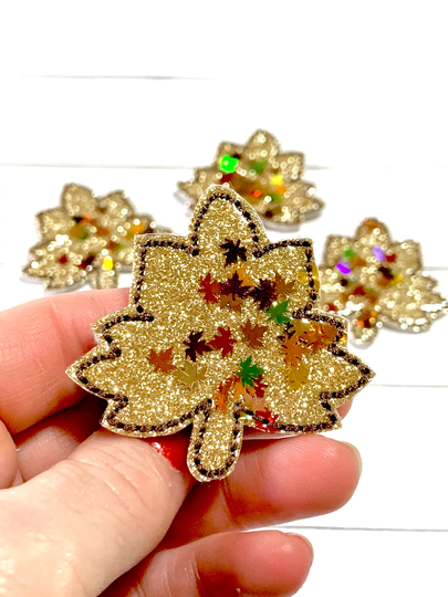 Leaf Feltie, Confetti Glitter Feltie Embellishment, Fall Autumn Thanksgiving Leaves