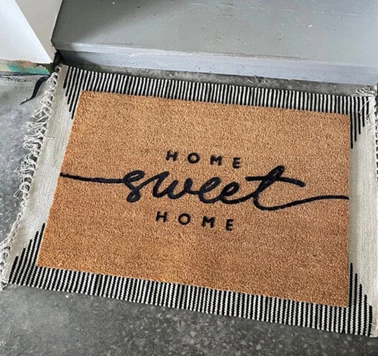 Home Sweet Doormat, Flocked Coir Outdoor Welcome Mat, Personalized Door Custom Housewarming Client Gift