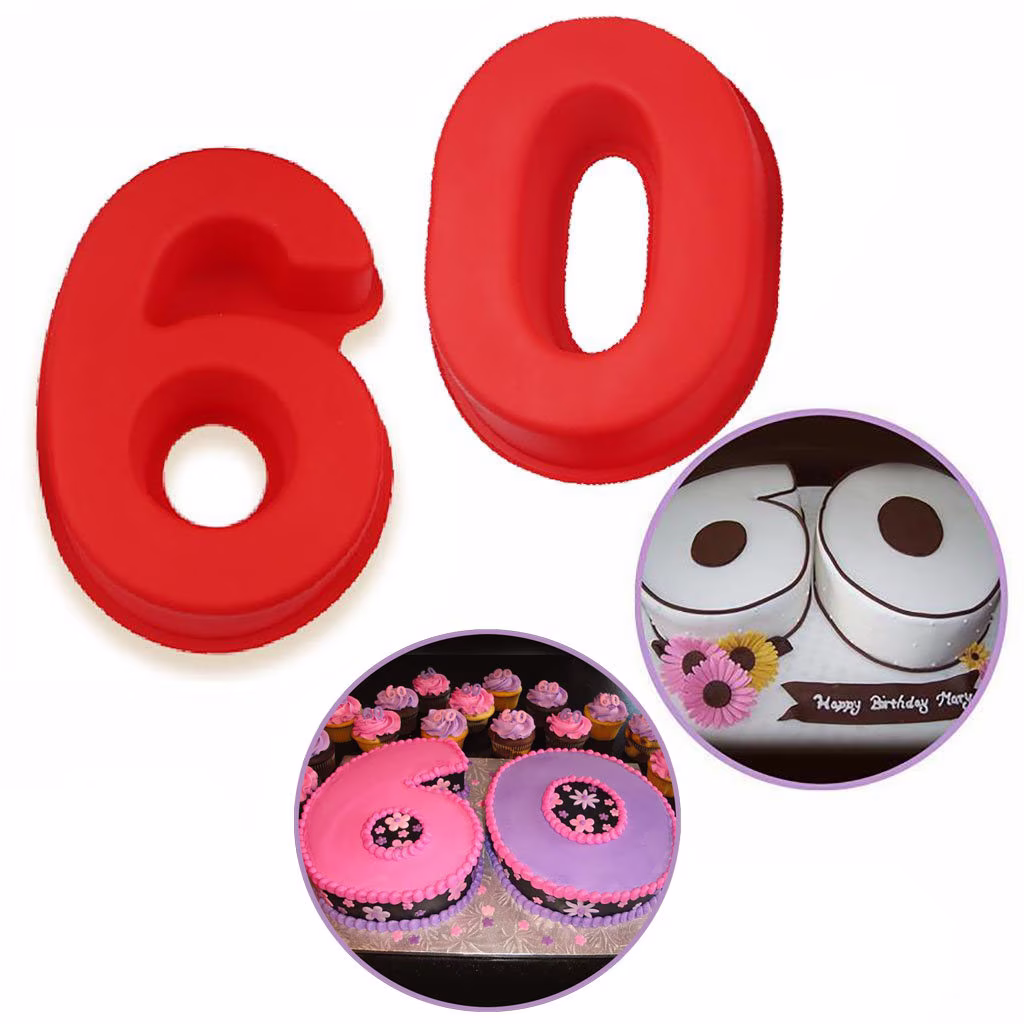 Extra Large Silicone 60 Number Mould Cake Baking Tin Birthday Wax Melt Soap Resin Ice Cube Jelly