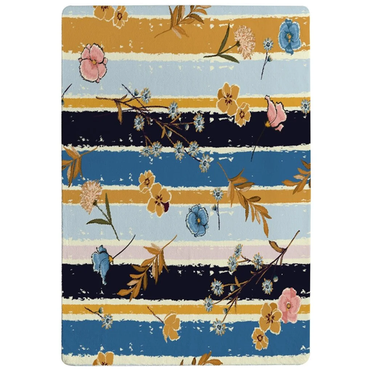 Parkerson Beautiful Meadow Flowers on Candy Designer Shaggy Blue/Yellow/Black Rug