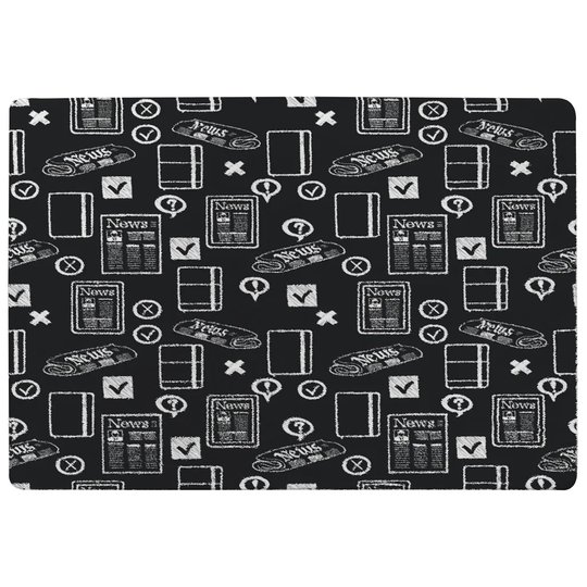 Bellevue Press and Media Symbols Designer Shaggy Black/White Rug