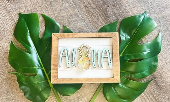 Aloha Shaker Sign, Home Decor, Pineapple Guest Bedroom, Tropical Pineapple, Aloha, 3D