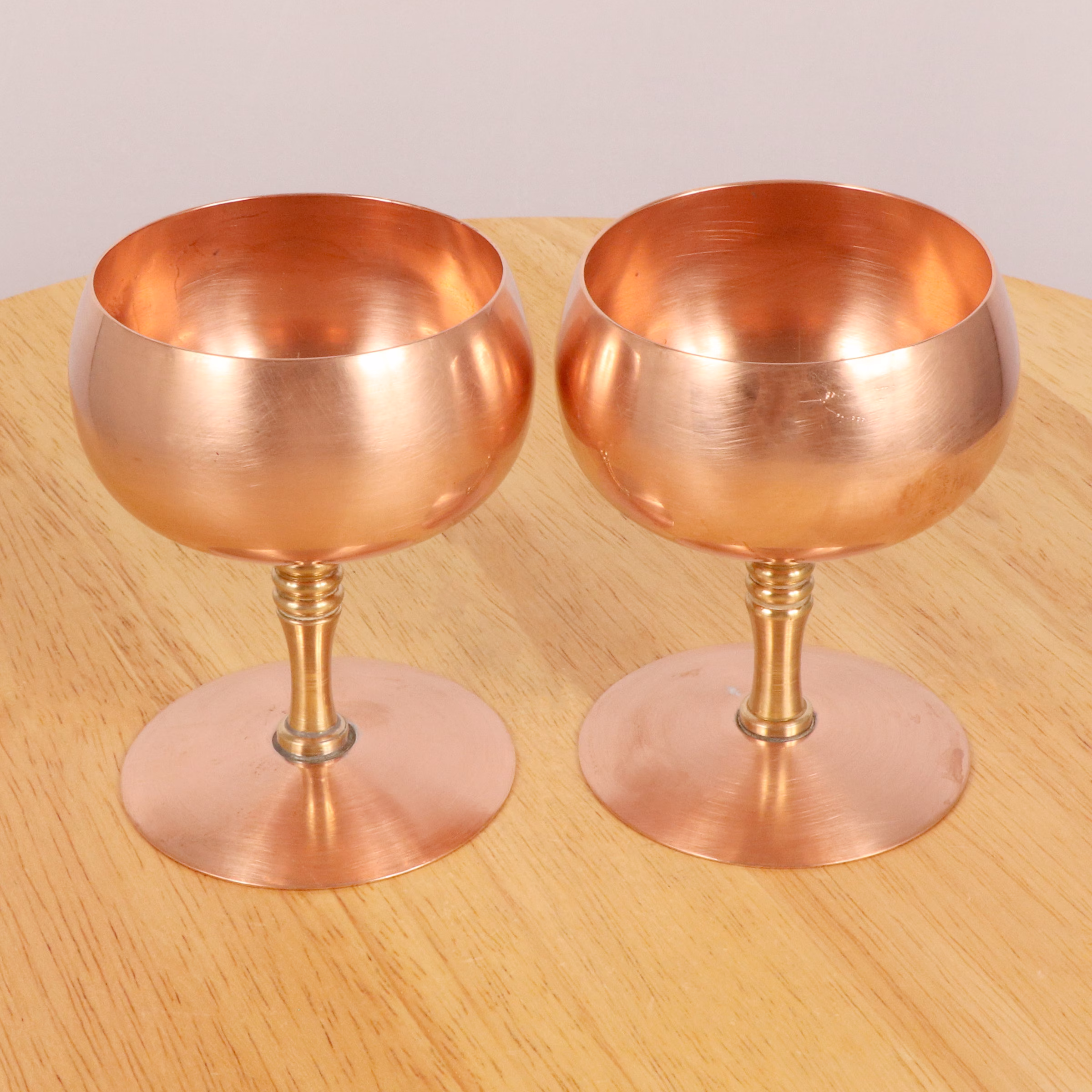 Glasses/Wine Glasses Goblets || Vintage Copper & Brass Set Of 2