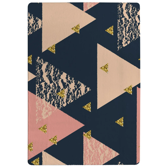 Godfrey Triangle Pattern Designer Shaggy Navy/Coral Rug
