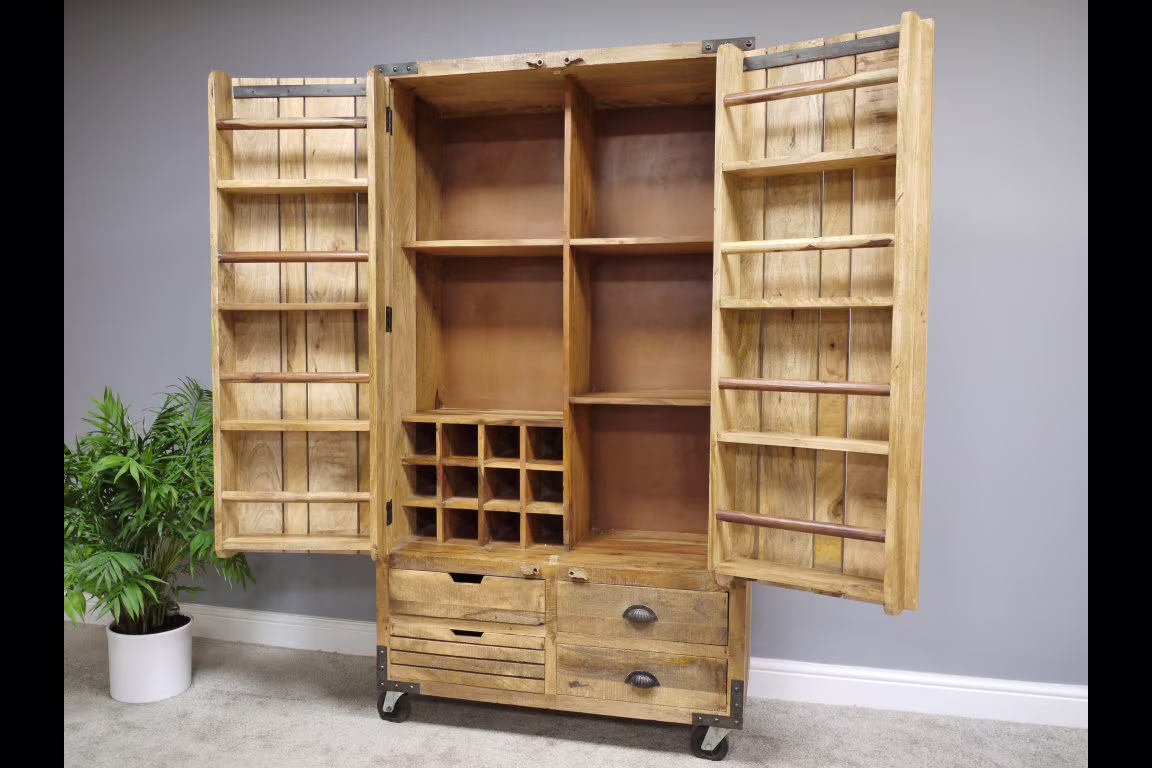 Back in Stock - Industrial Rustic Pantry Larder Cabinet Cupboard